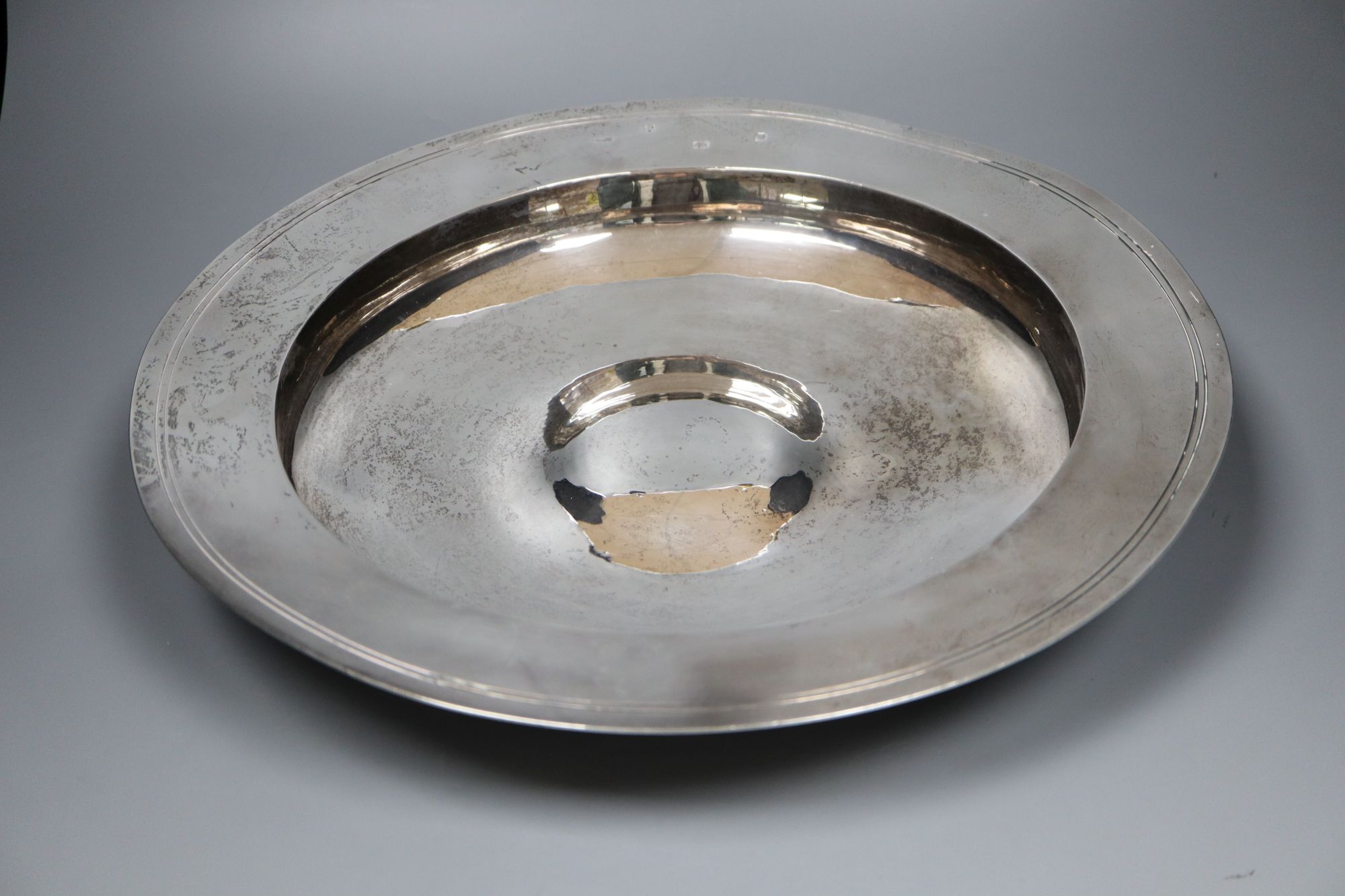 A 1930s Asprey & Co silver armada style fruit bowl, London, 1936, 40.4cm,